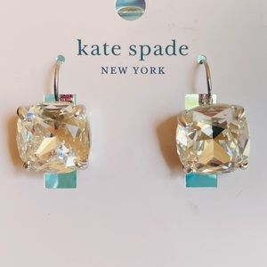 NWT Kate Spade Crystal Cushion Cut leverback earrings!